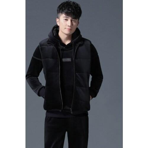New Winter Men Set Thick Fleece Hoodies+Pants+T-Shirt Suit Zipper Hooded Sweatshirt Sportswear Set Male Hoodie Sporting Suits
