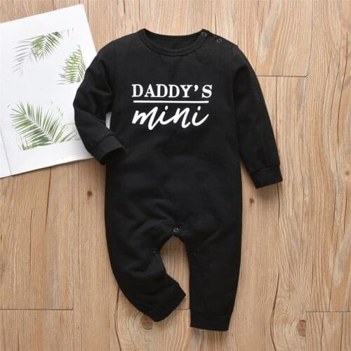 New Arrival Newborn Boys Baby Romper Daddys Mini Letter Pullover Jumpsuit Autumn Long Sleeve Infant Baby Sleep Clothing