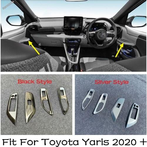 Inner Door Armrest Window Glass Lift Switch Control Panel Auto Accessories 4PCS Black / Silver Fit For Toyota Yaris 2020 2021