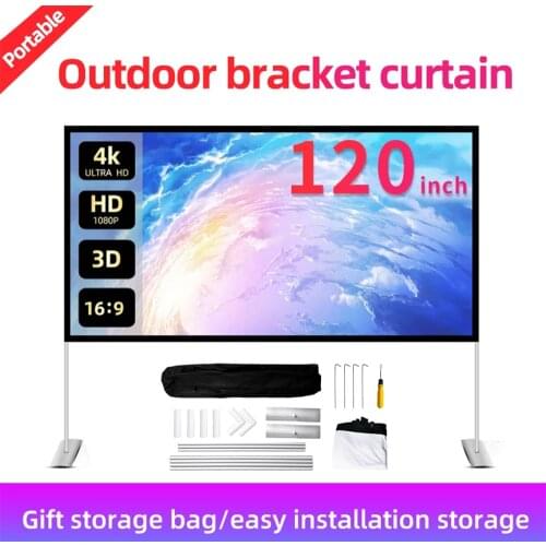 MIXITO 16:9 Projector Outdoor Portable Foldable Bracket Screen 120 100 Inch Home KTV Office 3D HD Movies Projection Screen