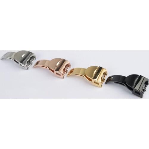 Rolamy 18mm High Quality Silver Gold Black Watch Band Buckle Deployment Clasp For Less 2.5mm For Tudor Rubber Leather Strap Belt
