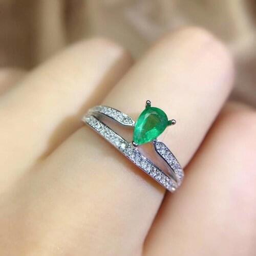 Luxury Wedding Anniversary Ring with tear Shape emerald ring with sliver 925 Fashion Engagement Rings for Wome