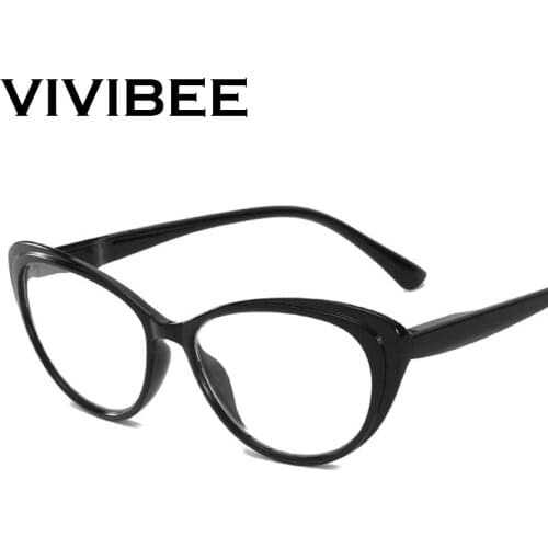 VIVIBEE 2020 Cat Eye Women Reading Glasses +150 Black Cateye Eyeglass Frame +2 +3 Men Brille -2 Ladies Eyewear 0.25