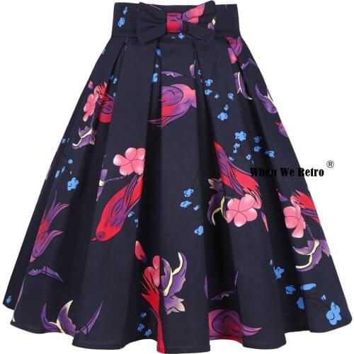 New Arrival Cotton Birds Floral Print Women Summer Skirt SS0012 harajuku Y2K Plus Size Clothing Faldas Bow Pleated Vintage Skirt