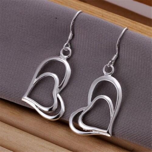 925 Sterling Silver romantic love heart Earrings for Women Best friend Couple gifts Trendsetter party wedding fashion Jewelry
