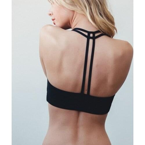 Women Sport Bras Double Bandeau Fitness Vest Gym Underwear Padded T-Back Bras Running Top Yoga Bra Seamless No Rims