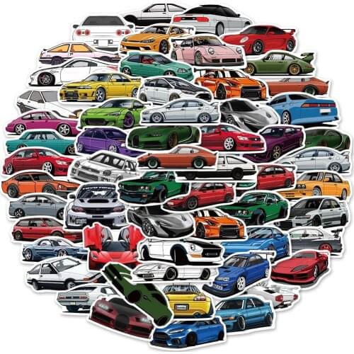10/50Pcs/Lot JDM Cars Stickers For Kids Toy Laptop Bicycle Skateboard Motorcycle Waterproof DIY Decals