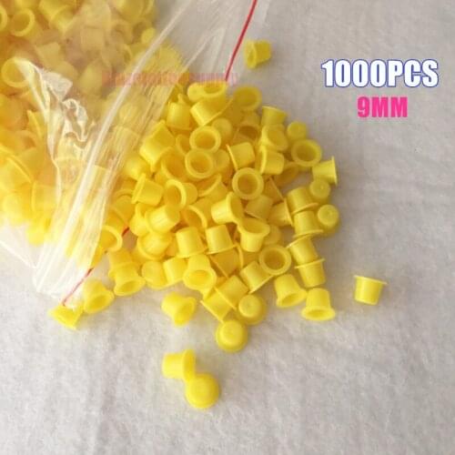 1000PCS Disposable tattoo pigments cups yellow Permanent Makeup Ink Cups Small Size 9MM Tattoo Equipment Accessory Free Shipping