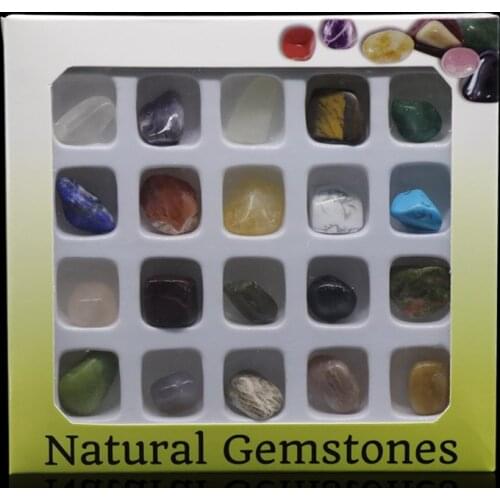 20pcs/box Raw Rock Collection Colorful Mixed Gems Mineral Energy Beads Natural Quartz Beads Reiki Healing Display Stone Beads