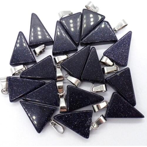 50Pcs 20x15x6mm Wholesale Blue Sand Stone Triangle Pendant Bead DIY Earrings Jewelry Accessories S601