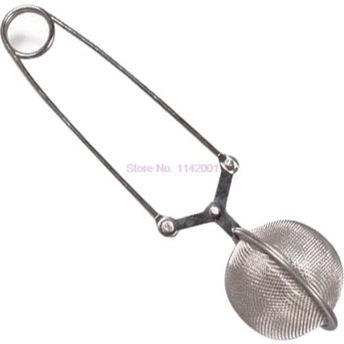 500pcs Stainless Strainer Steel Mesh Ball Tea Leaves Filter Squeeze Locking Spoon Tea Ball Infuser Tea Making Tools Handle Spoon