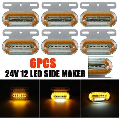 6pcs 24V 12 LED Car Truck Side Marker Lights Car External Lights Signal Indicator Lamp Warning Tail Light 3 Modes Trailer Lorry