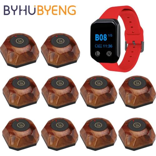 BYHUBYENG Restaurant Caller Wireless Waiter Calling System Call Button Waterproof Vibrat Wrist Watch Pager Table Service