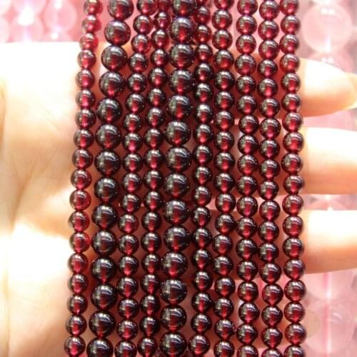 Top Natural Garnet Whine Red Clear Semi-precious Stone Beads For Jewelry Making DIY Bracelet Necklace 6/8/10 mm Strand 15.5