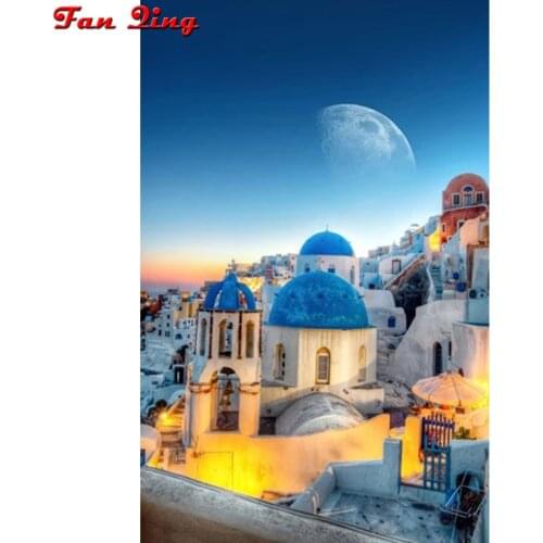 Diy Diamond Painting Greek Landscape Pictures Santorini Full Square Round Rhinestone Embroidery Cross Stitch Mosaic Home Decor
