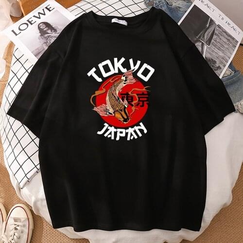 Tokyo Koi Fish Cool Printing Mens T Shirt Oversized Brand T Shirts Crewneck Breathable Clothing Comfortable Casual Mens Tshirts