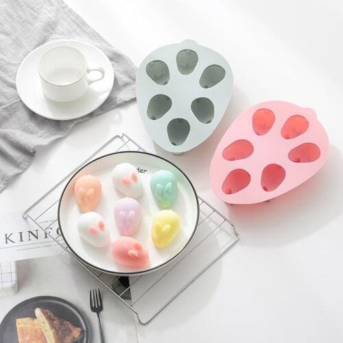 Halloween 6-hole 3D Bunny Microwave Oven Baking Diy Silicone Net Red Cake Mold Pudding Mold Cake Decorating Tools