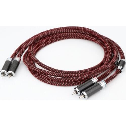 Hifi Audio OFC Copper RCA Phono Interconnect Cable Hi-End RCA Male to Male Extension Cord With Carbon Fiber RCA Connector Jack