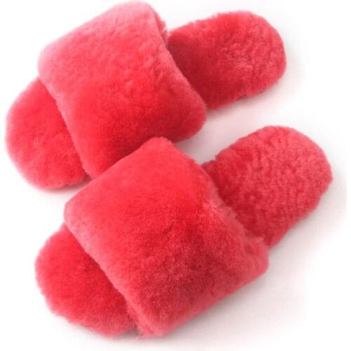 Natural Sheepskin Fur Slippers Fashion Female Winter Slippers Women Warm Indoor Slippers Top Quality Soft Wool Lady shoes AWM210