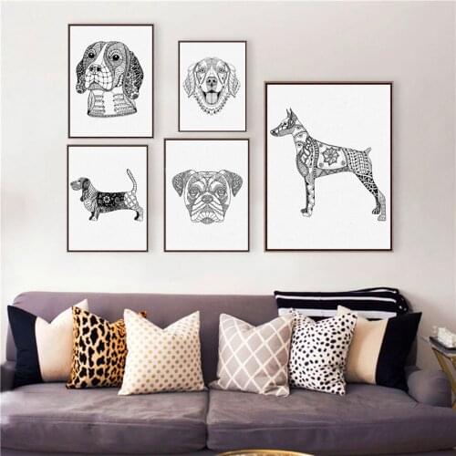 Golden Retriever / Doberman Pinscher Dog Wall Art Prints Poster , Bulldog / Basset Hound / Beagle / Boxer Dog Canvas Painting