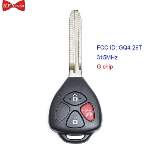 KEYECU for Toyota Corolla Matrix Venza Remote Key Fob 315MHz G Chip GQ4-29T