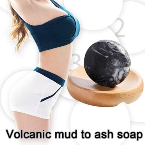 Volcanic Clay Coffee Slimming Soap Bar Body Whitening Anti Bacterial Navel Sticker Skin Care