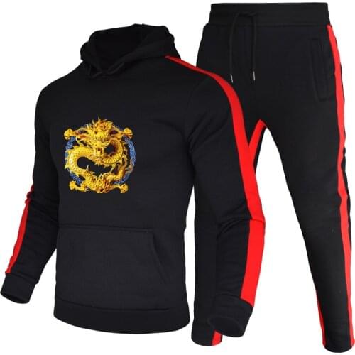 Mens Sets Hoodies+Pants Autumn Winter Hooded Sweatshirt Men Sweatpants Fashion Hoodie Hip Hop Pullover Stripe Patchwork Hoody