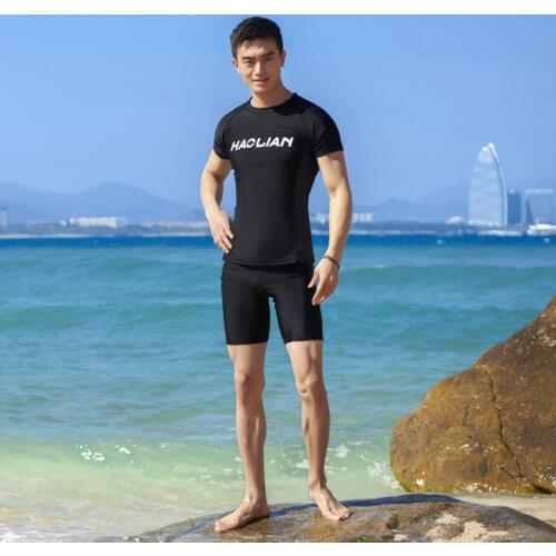 Swimsuit Man High Waist Swimsuit Plus Size Swimwear Bathing Suits 2 Pieces Swimming Suit Rash Guard Men Camisa Surf Bathing Suit
