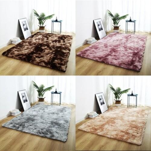 Variegated tie-dye gradient carpet living room coffee table mat net red long hair carpet Nordic modern bedroom rug Soft blanket