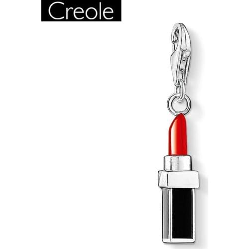 Charm Pendant Red Lipstick,2018 Fashion Jewelry Trendy Real Authentic 925 Sterling Silver Gift For Women Girl Fit Bracelet
