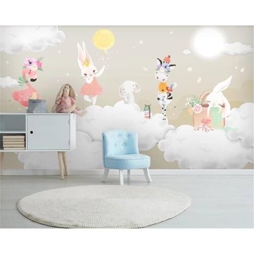Beibehang papel de parede custom modern fashion simple cartoon balloon bunny children background wallpaper home decoration