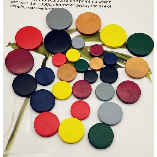 50pcs/lot 15/20/25/30mm Colorful Round Wood Chips Beads DIY Earrings Materials Handmade Necklace Accessories Top-rated P842