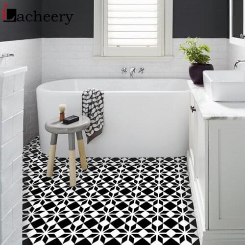Geometric Patterns Floor Tiles Stickers For Living Room Kitchen Waterproof Wall Decals Bathroom Decor Self-Adhesive Wallpaper