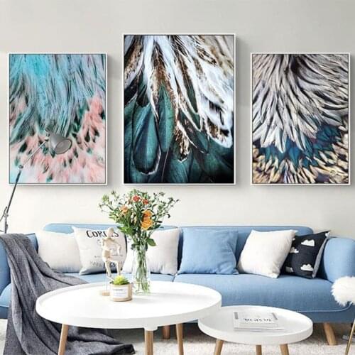 Triptych diamond embroidery Colorful Feather Paintings For Living Room Decor full diamond painting stitch cross mosaic picture