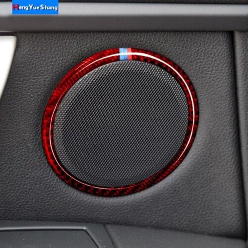 Carbon Fiber Door Audio Speaker Trim Covers Loudspeaker Ring Car Stickers For BMW F30 F34 2013-2018 Auto Accessories