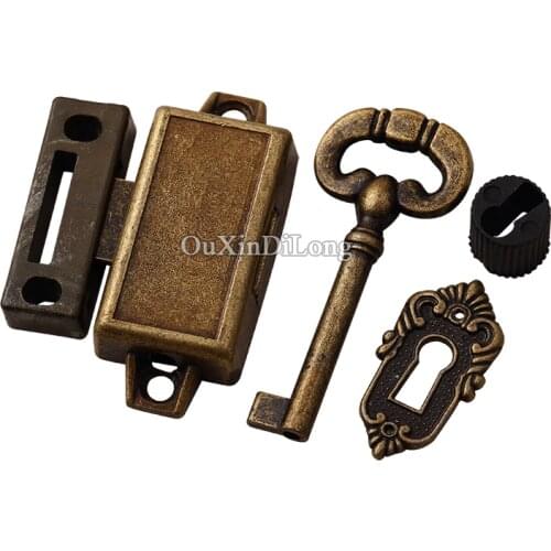 Retro Vintage 4Sets European Antique Metal Drawer Cabinet Locks Cupboard File Cabinet Hidden Old-fashion Furniture Locks