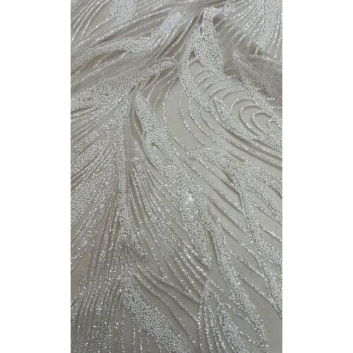 High Quality French Mesh Lace Fabric Beads Glitter Craft Sewing Prom Banquet Party Bridal Gown Wedding Dress 5 Yards Wholesale