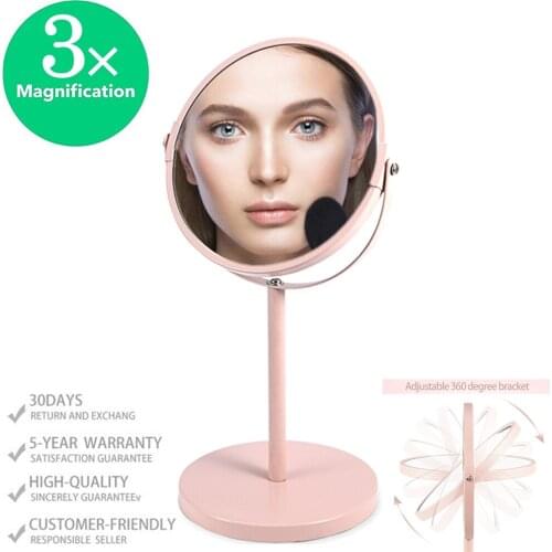Double-Sided Magnifying Makeup Mirror, Large 6.7-Inch Vanity Rotating Cosmetic Dressing Tabletop Mirror Stand Magnifier Mirror