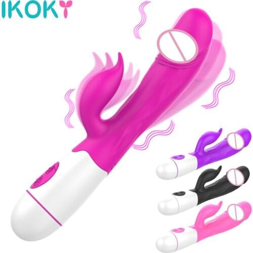 IKOKY G Spot Dildo Rabbit Vibrator Sex Toys For Women Vagina Clitoris Massager Female Masturbator Erotic 30 Speed Dual Vibration