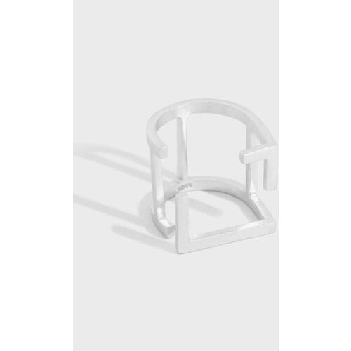 SHANICE Authentic 925 Sterling Silver Open Ring Wide Design cold wind simple geometric Cocktail Opening For Women Jewelry Gift