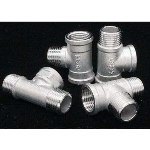1'' BSP Male Female Thread 304 Stainless Steel 25mm Tee 3 Way Pipe Fitting Connector 5 Type Adapter for Tube Connection