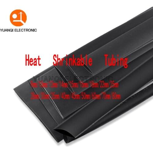 1 Meter/lot 2:1 Black 40mm 45mm 50mm 60mm 70mm 80mm 90mm 100mm 120mm 150mm Heat Shrink Heatshrink Tubing Tube Sleeving Wrap Wire