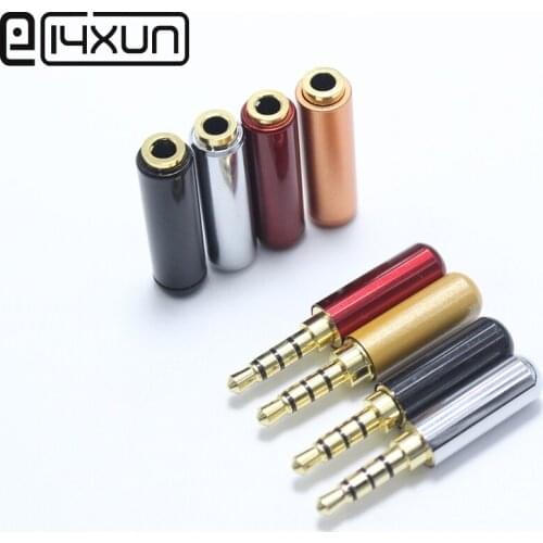 1pair Gold Plated 3.5mm Plug Audio Jack 4 Poles Stereo Male&Female Adapter for DIY Headset Earphone Soldering Cable Connector
