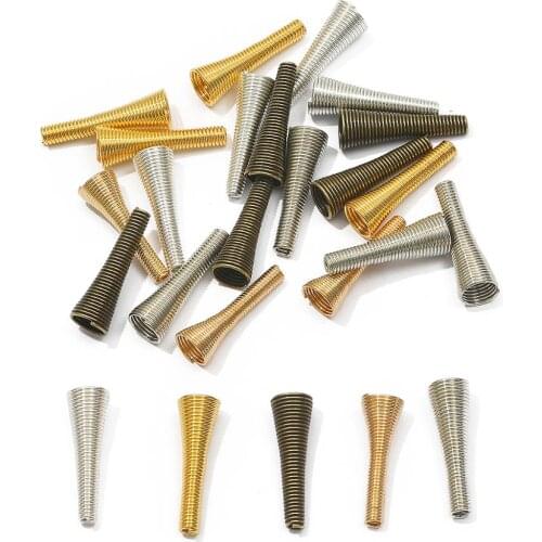 10pcs Metal Spring Funnel Shaped Spacer Beads Caps DIY Beading Supplies Cone Spring Coil End caps For Jewelry Making Accessories