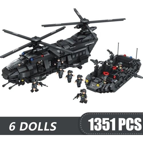 1351PCS Small Building Blocks Toys Compatible City SWAT Teams Weapons Military Tactics Gift for Boys Children DIY Model Kit