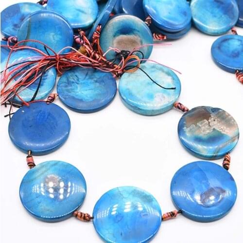 2/strands/lot Round bright blue agate loose Natural Stone Beads For Woman DIY Necklace Bracelets Jewelry Making Strand 15"