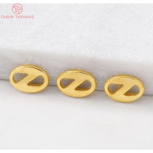 20PCS 10x7MM 24K Gold Color Plated Brass Oval Bracelet Connector High Quality Diy Jewelry Accessories