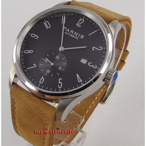 42mm parnis black dial date window ST1731 automatic STYLISH MENS UHR watch