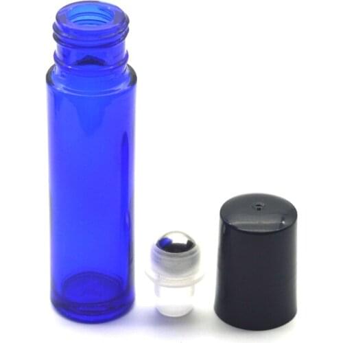 5pcs Perfume Roller 10ML Bottle Essential Oil Empty 10ml Blue Roll-On Sample Glass Bottle