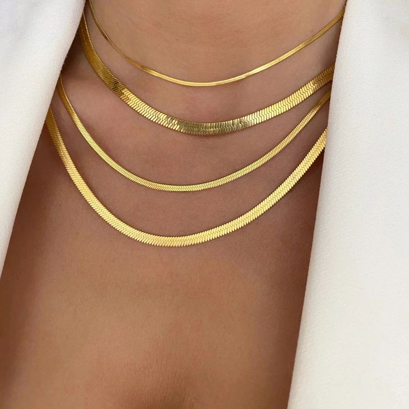 EManco Aesthetic Gold Stainless Steel Necklace Snake Chain Choker Necklace Women Necklaces for women Wholesale Jewelry